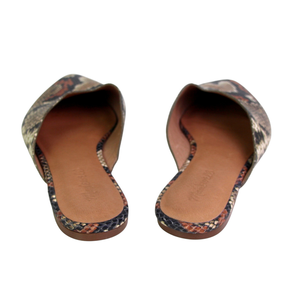 Madewell MULTICOLOR LEATHER SNAKE EMBOSSED FLAT POINTED SANDALS MULES SHOES Sz 9 - Picture 5 of 10